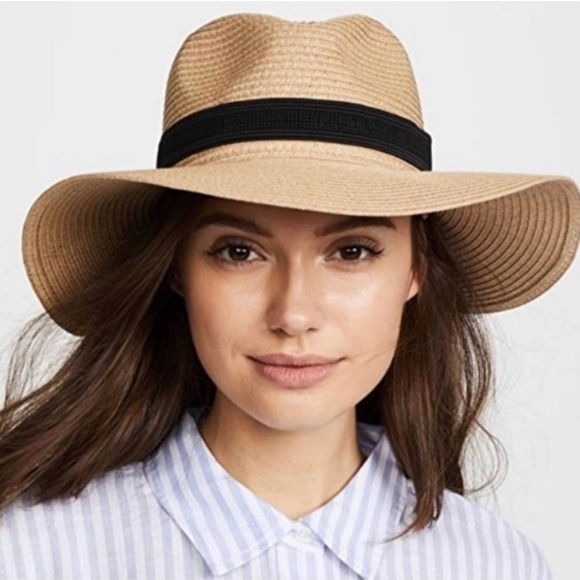 New MADEWELL Packable Wide Brimmed Straw Fedora Panama Summer Floppy Sun Hat M/L - Picture 5 of 6